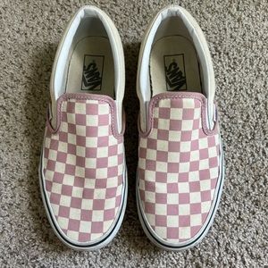 Pink Checkered Slip on Vans